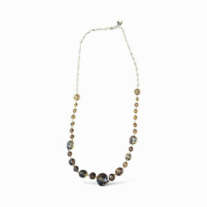 Faceted Amber Glass Bead Necklace with Gold Tone Wire